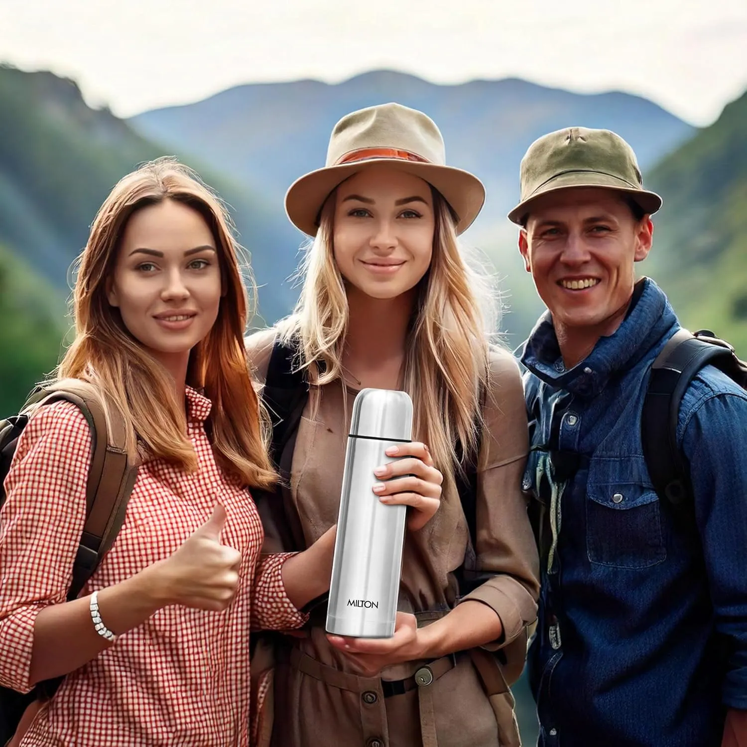 Milton Thermosteel Flip Lid Flask 350, Double Walled Vacuum Insulated Thermos 350 ml | 12 oz | 24 Hours Hot and Cold Water Bottle with Cover, 18/8 Stainless Steel, BPA Free, Leak-Proof | Silver