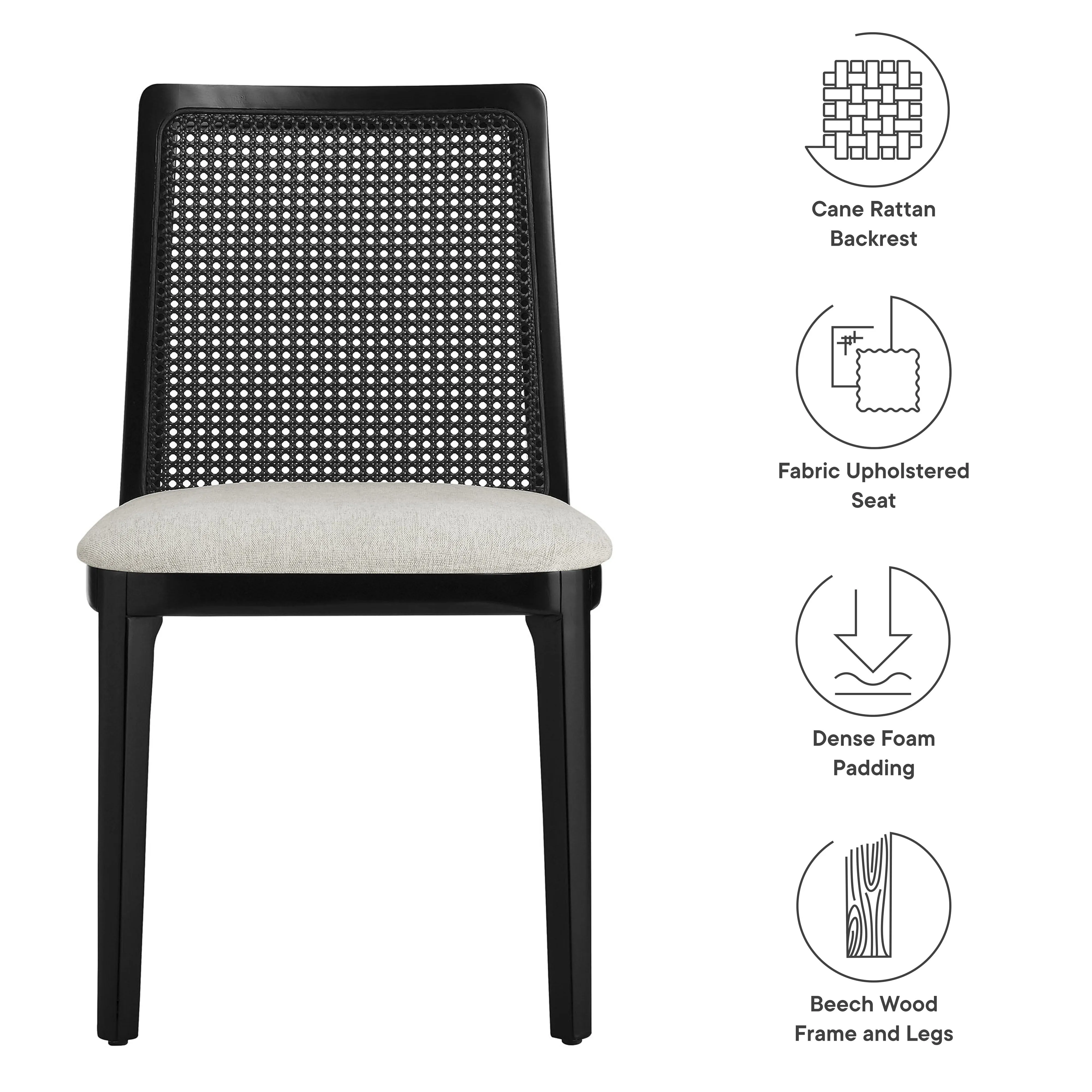 Monarch Beech Wood and Rattan Dining Side Chair by Modway