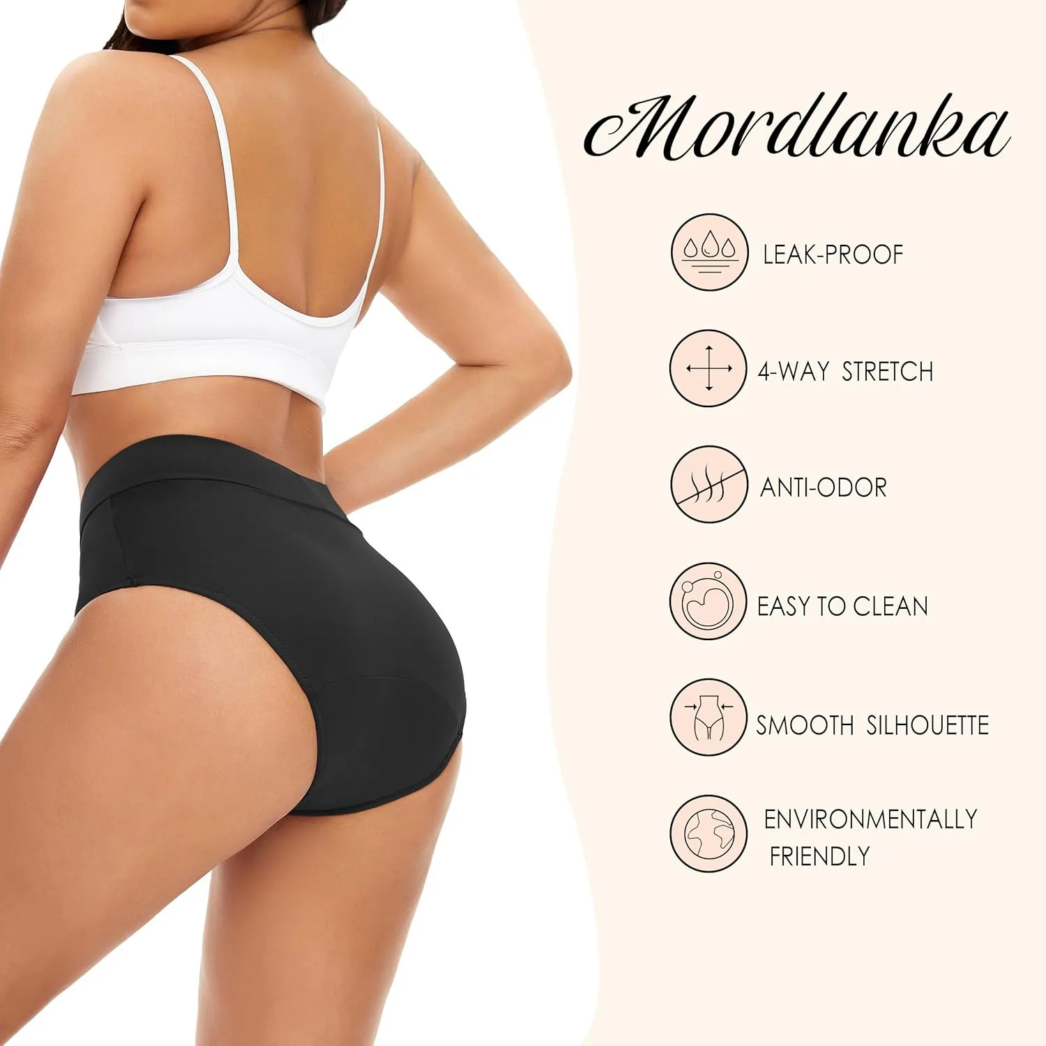 Mordlanka Period Swimwear High Waisted Menstrual Leakproof Swim Bottoms for Women Teens