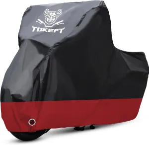 Motorcycle Cover Waterproof Outdoor, Motorbike Scooter Covers with Lock-Holes, Storage Bag Compatible with Harley Davidson Kawasaki Yamaha Honda (Up to 104”)