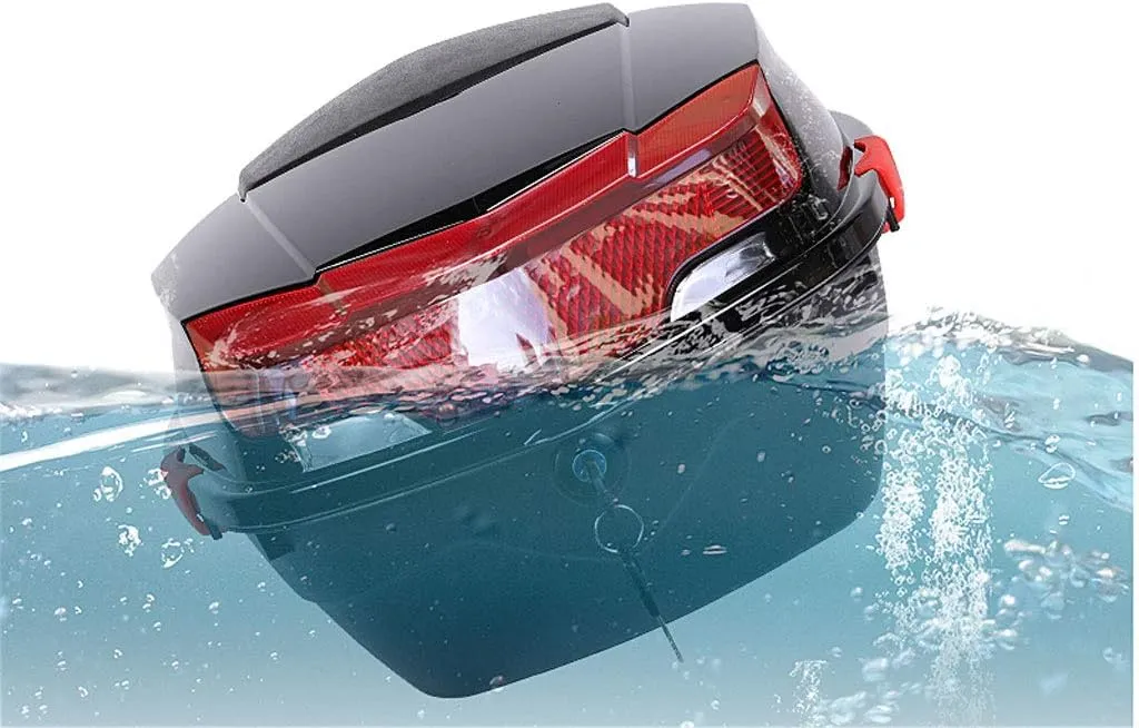 Motorcycle Trunk Travel Luggage Storage Box, Universal Motorcycle Trunk，with Key，Waterproof，High Capacity，Wear-Resistant, compressive and Seismic， Elegant Black, Ice White, Silver, Red, Blue(O