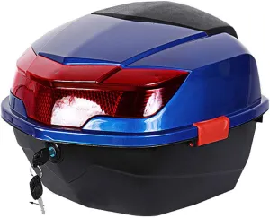 Motorcycle Trunk Travel Luggage Storage Box, Universal Motorcycle Trunk，with Key，Waterproof，High Capacity，Wear-Resistant, compressive and Seismic， Elegant Black, Ice White, Silver, Red, Blue(O
