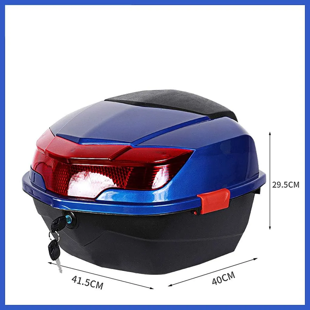 Motorcycle Trunk Travel Luggage Storage Box, Universal Motorcycle Trunk，with Key，Waterproof，High Capacity，Wear-Resistant, compressive and Seismic， Elegant Black, Ice White, Silver, Red, Blue(O
