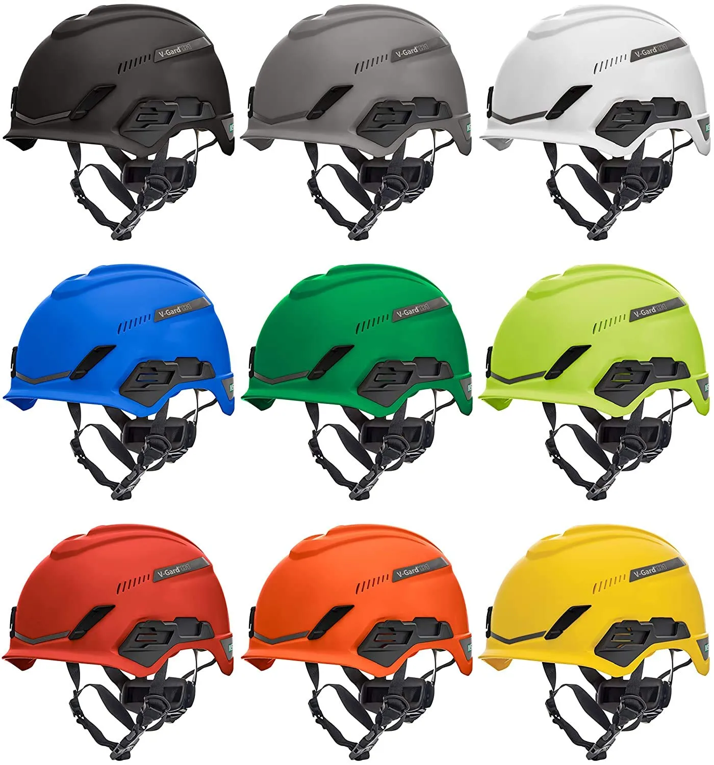MSA 10204346 H1 V-Gard Helmet With Fas-Trac III Ratchet Suspension | Polyethylene Shell, Superior Impact Protection, Self Adjusting Crown Straps - Standard Size in Gray