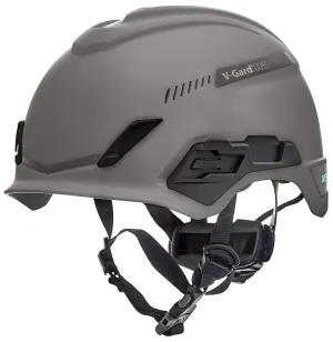 MSA 10204346 H1 V-Gard Helmet With Fas-Trac III Ratchet Suspension | Polyethylene Shell, Superior Impact Protection, Self Adjusting Crown Straps - Standard Size in Gray