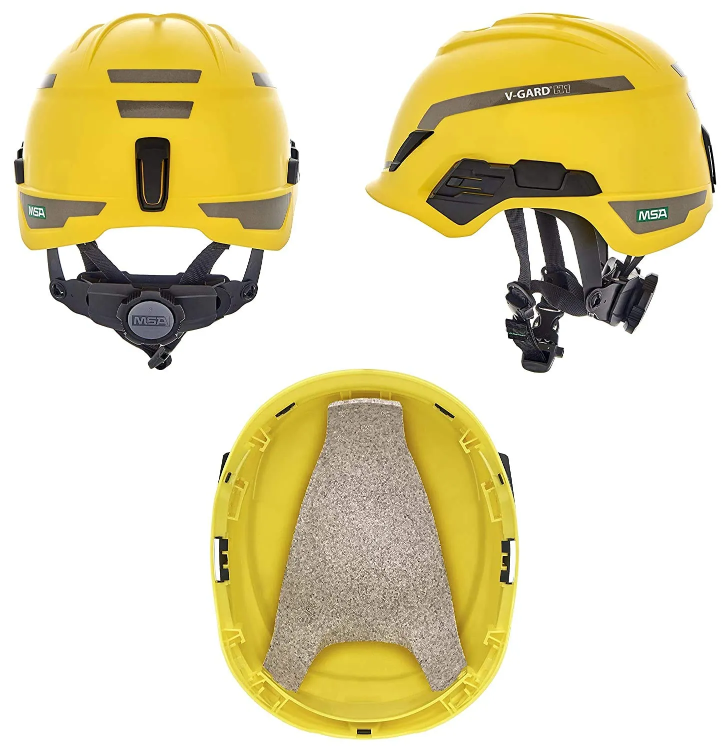 MSA 10204346 H1 V-Gard Helmet With Fas-Trac III Ratchet Suspension | Polyethylene Shell, Superior Impact Protection, Self Adjusting Crown Straps - Standard Size in Gray