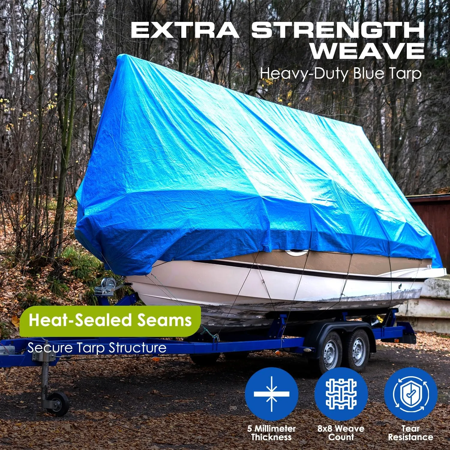 Multi-Purpose Waterproof Heavy Duty Poly Tarp -12X16 Large Blue Tarp with Grommets Every 3ft - Rot, Rust, and UV Resistant, Weatherproof Tarp Covers for Camping, Farming, Vehicles, and More