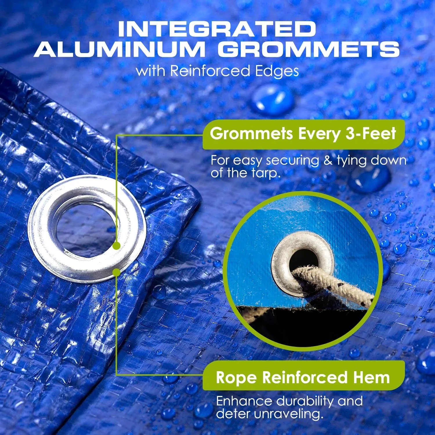 Multi-Purpose Waterproof Heavy Duty Poly Tarp -12X16 Large Blue Tarp with Grommets Every 3ft - Rot, Rust, and UV Resistant, Weatherproof Tarp Covers for Camping, Farming, Vehicles, and More