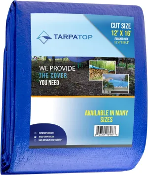 Multi-Purpose Waterproof Heavy Duty Poly Tarp -12X16 Large Blue Tarp with Grommets Every 3ft - Rot, Rust, and UV Resistant, Weatherproof Tarp Covers for Camping, Farming, Vehicles, and More