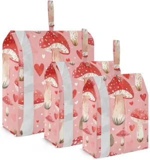 Mushroom Travel Storage Bag with Lanyard - Portable Lightweight Classified Storage Bag with Zipper, Dust and Waterproof Travel Packing Cube for Suitcase,3 Pieces