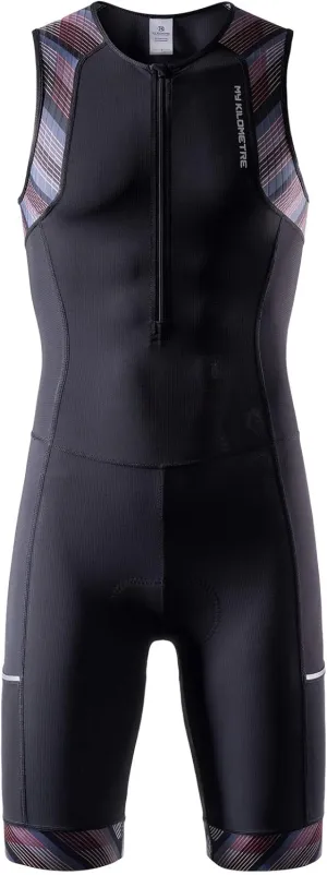 MY KILOMETRE Men’s Triathlon Tri Suit with 2 Big Side Pockets Triathlon Racing Suit with Front Zip