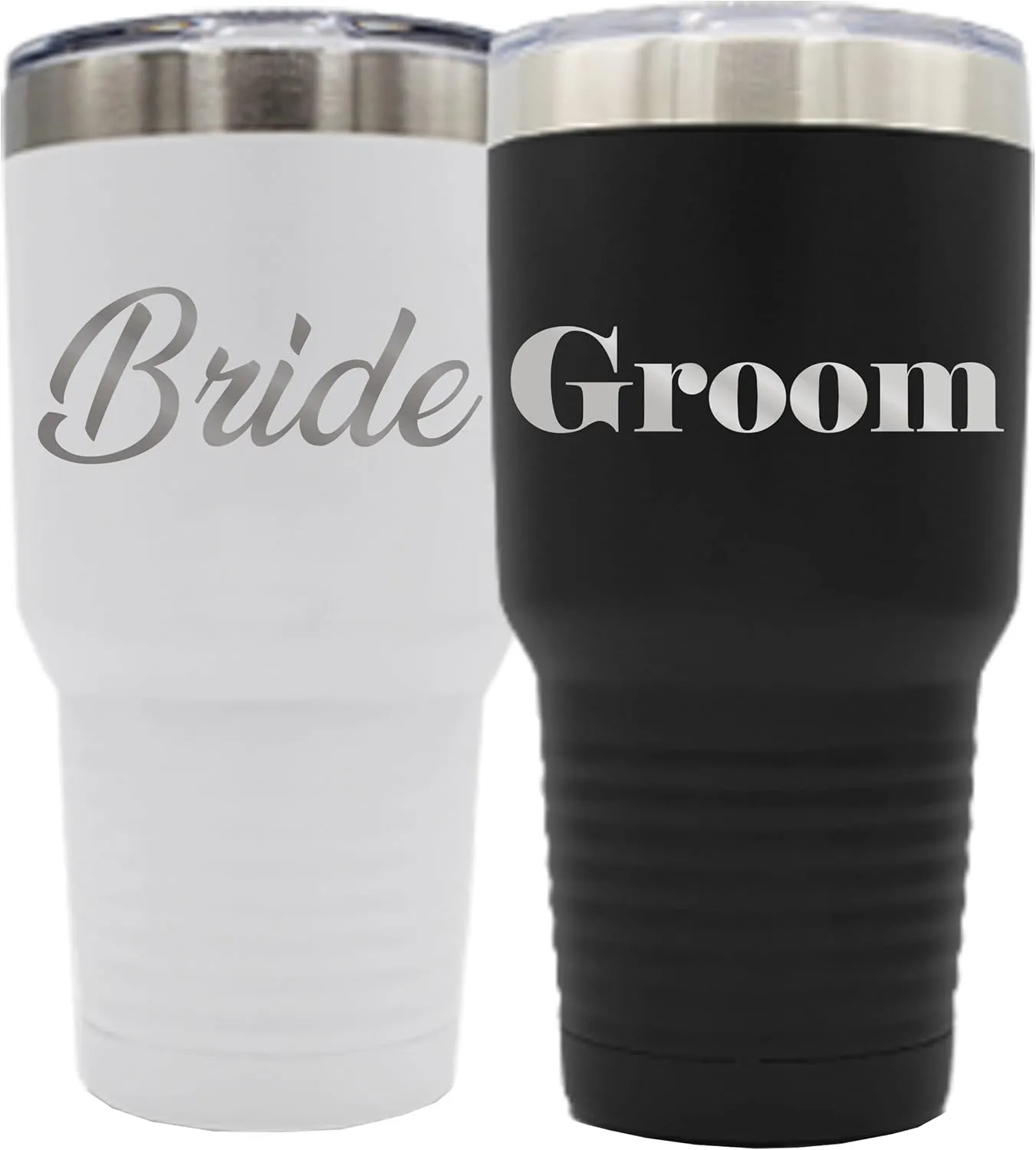 My Personal Memories Bride and Groom Insulated Travel Tumbler Set of 2 - Engraved To Go Cup Gift for Wedding, Rehearsal Dinner Party, Honeymoon, Reception (30 oz Tumbler Set)