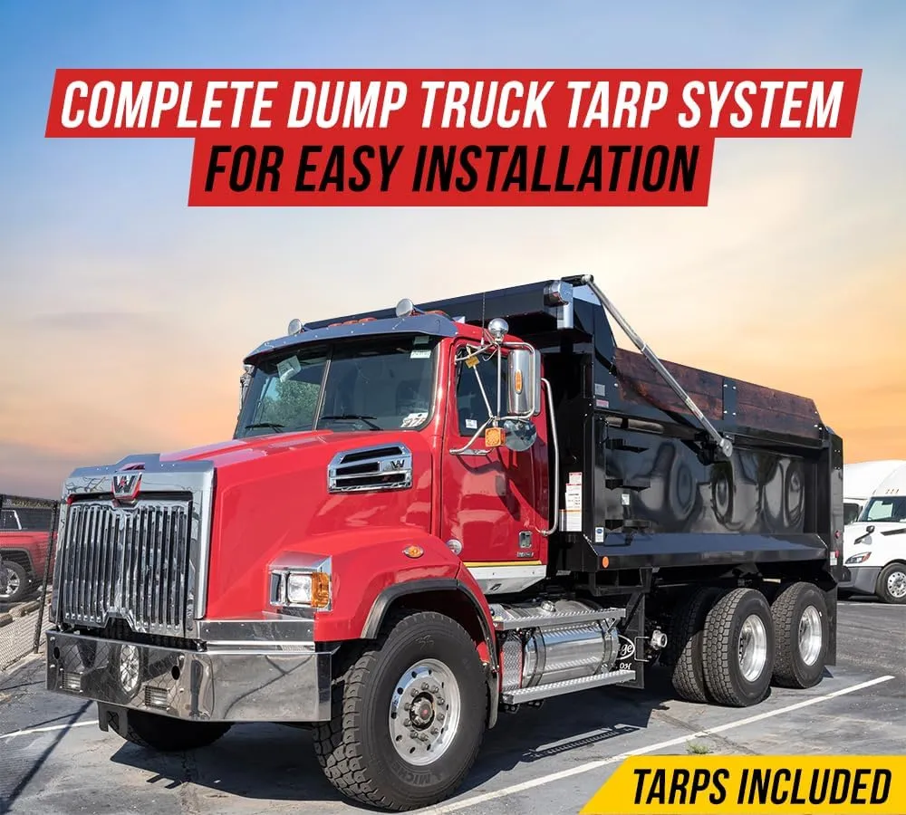 Mytee Products Complete Electric Aluminum 4-Spring Dump Truck Tarp System with 7' x 20' Mesh Tarp for Dump Truck Beds Upto 24' Long & Under 106" Wide - Complete Dump Truck Tarping System