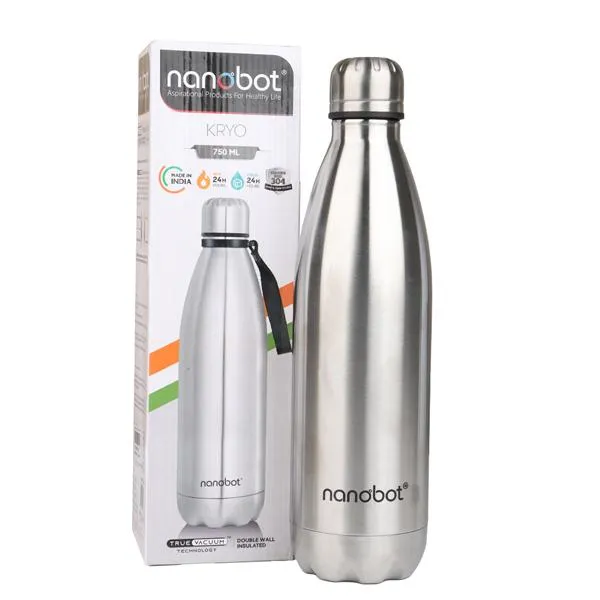 Nanobot Vaccum Flask - Kryo - 750 ml | Stainless Steel Water Bottle/ Vacuum Flask for Hot Water
