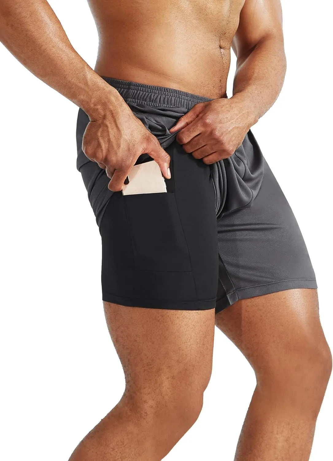 NELEUS Men's 2 in 1 Running Shorts with Liner,Dry Fit Workout Shorts with Pockets