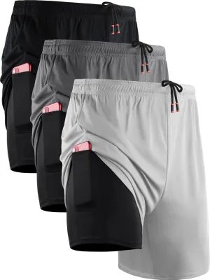 NELEUS Men's 2 in 1 Running Shorts with Liner,Dry Fit Workout Shorts with Pockets