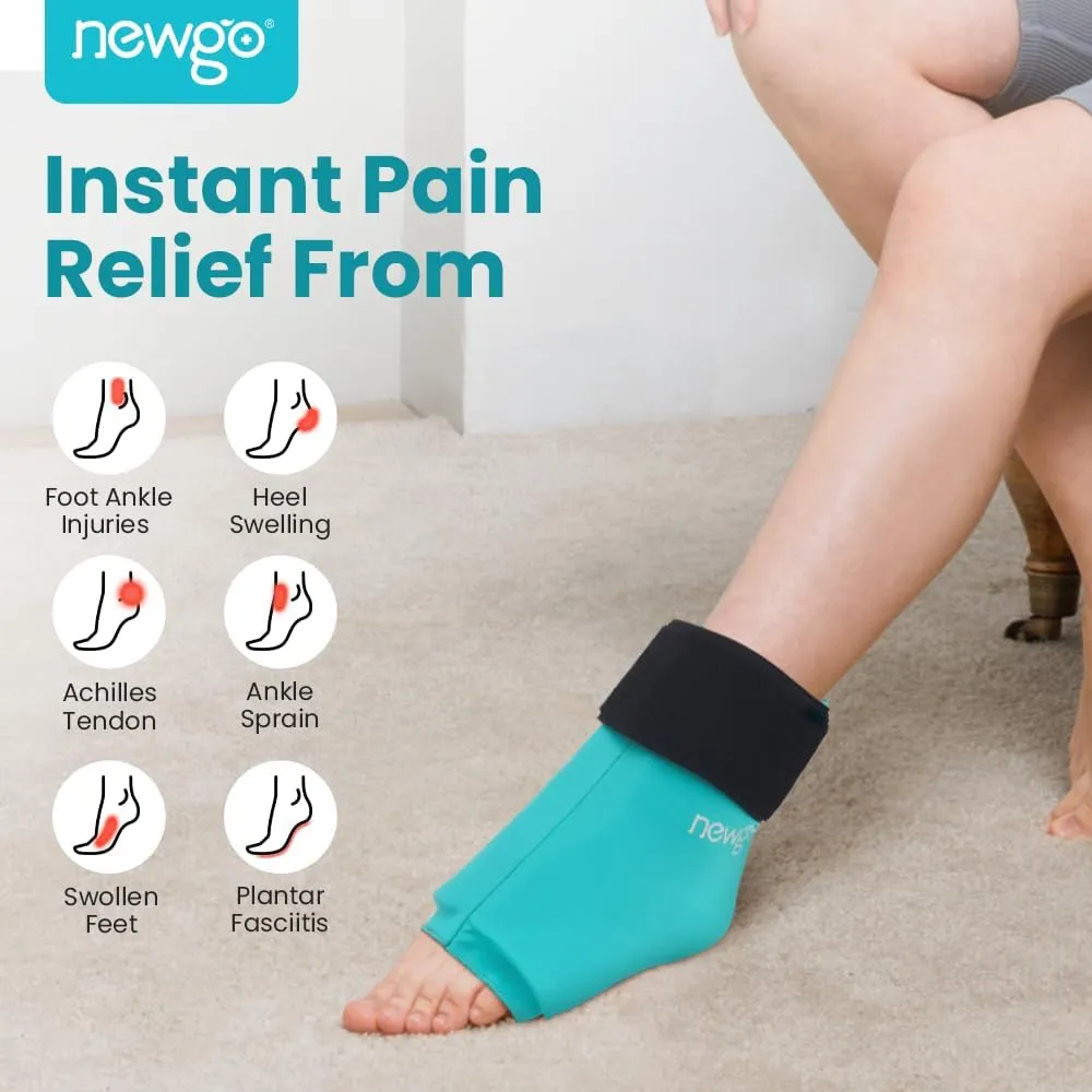 NEWGO Ice Pack for Ankle, Foot, Heel Pain Relief - Compression Sleeve Ice Sock for Sprained Ankle Injuries, Plantar Fasciitis, Achilles Tendinitis - Green
