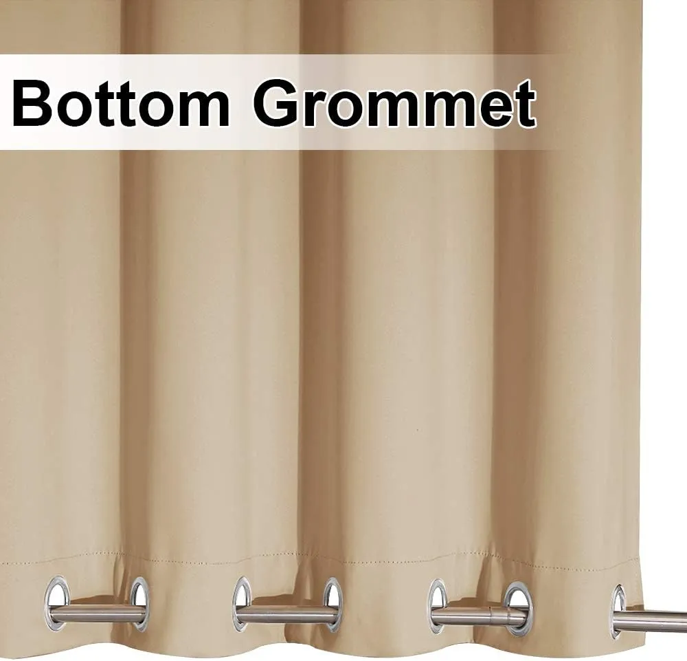 NICETOWN Outdoor Curtain for Patio Waterproof & Windproof, Thermal Insulated Top and Bottom Fixed Rustproof Grommets Light Block Outdoor Drape for Pergola, Biscotti Beige, 1 Panel, W84 x L95