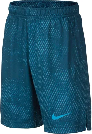 NIKE Boy's Dry Printed Fly Training Shorts (Blue Force, Small)