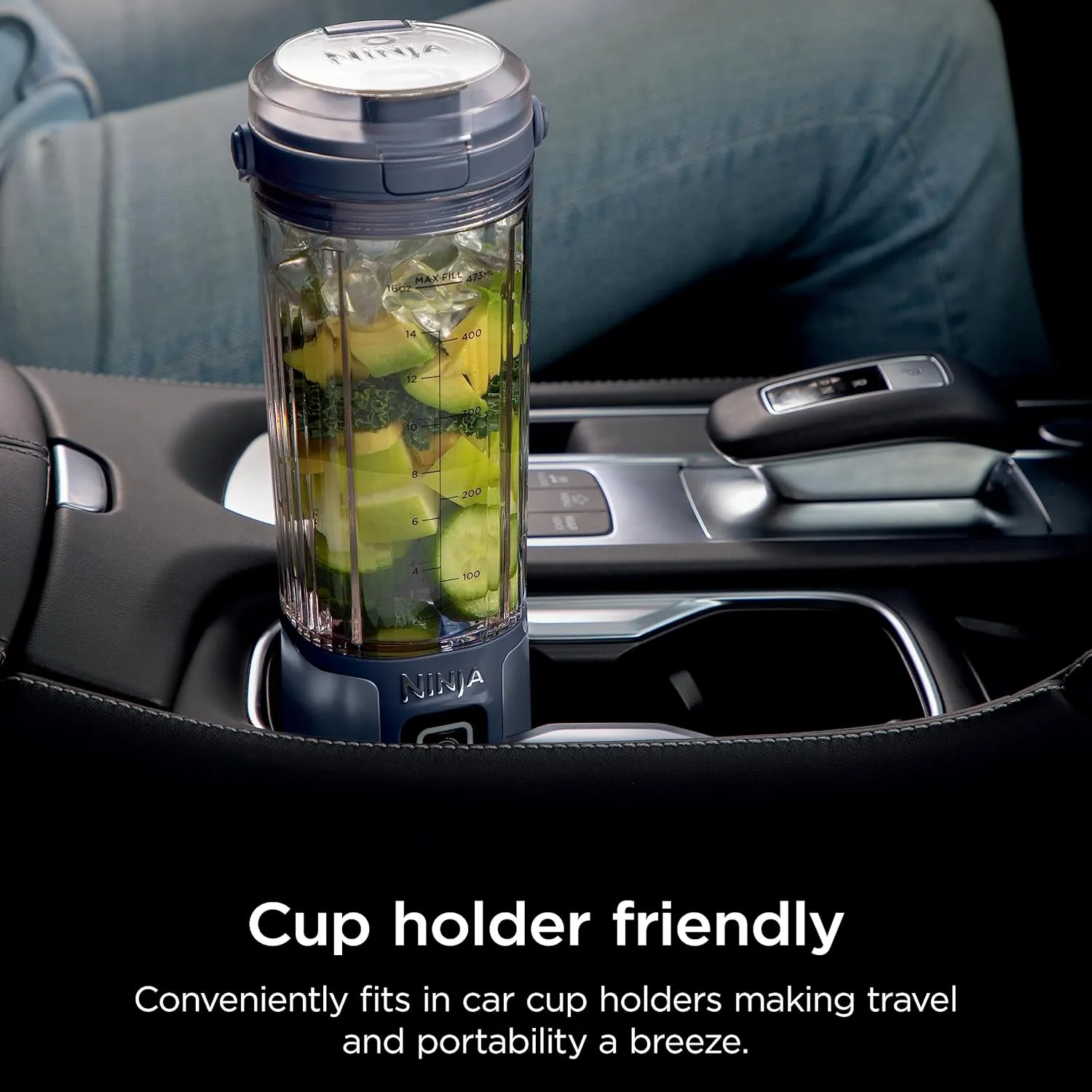 Ninja BC151NV Blast Portable Blender, Cordless, 18oz. Vessel, Personal Blender-for Shakes & Smoothies, BPA Free, Leakproof-Lid & Sip Spout, USB-C Rechargeable, Dishwasher Safe Parts, Denim Blue