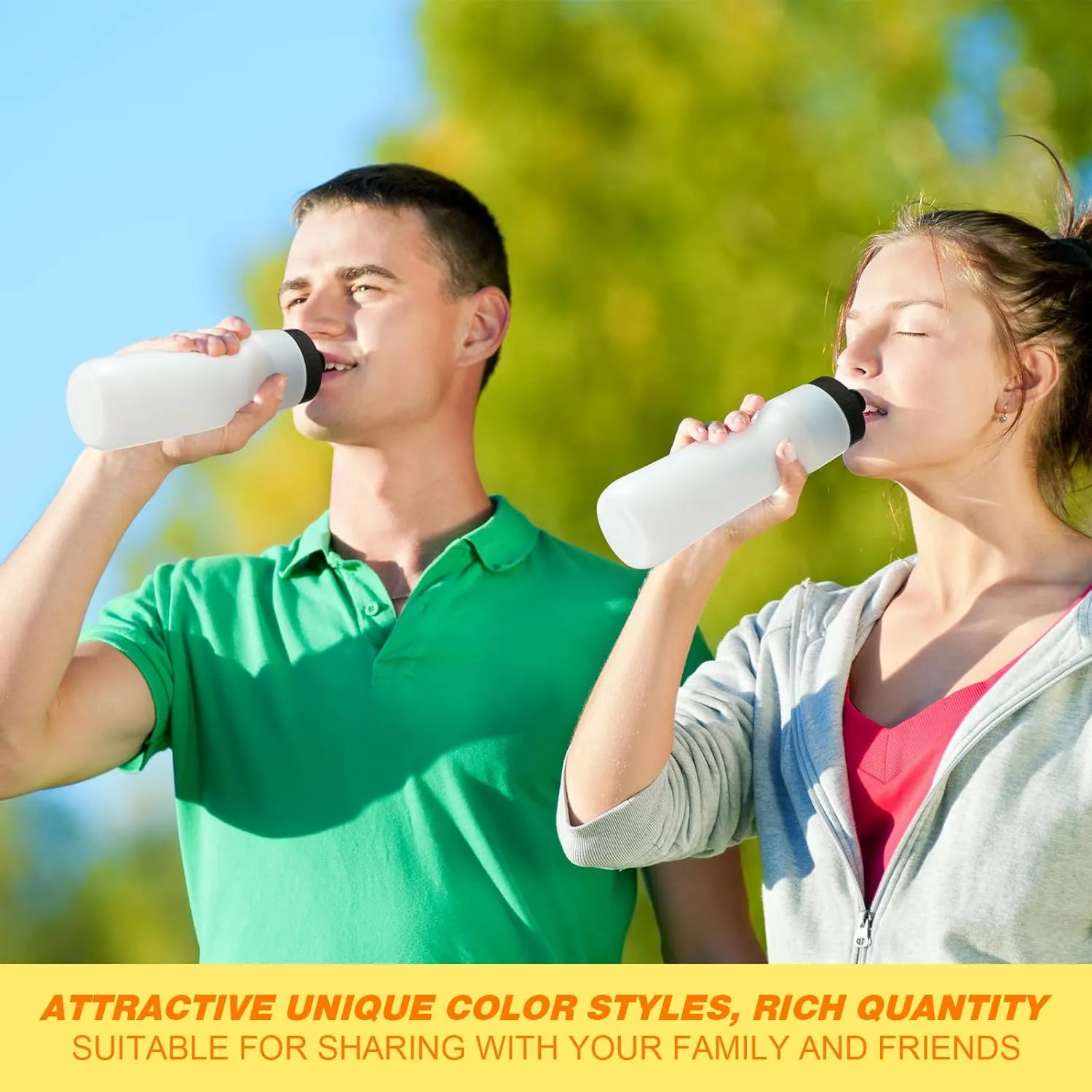 Nitial 24 Pcs Sports Water Bottles Bulk 22 oz Squeeze Reusable Sports Water Bottles Blank Plastic Water Bottles with Pull Top Cap for Adults Sports Fitness Bike, Dishwasher Safe