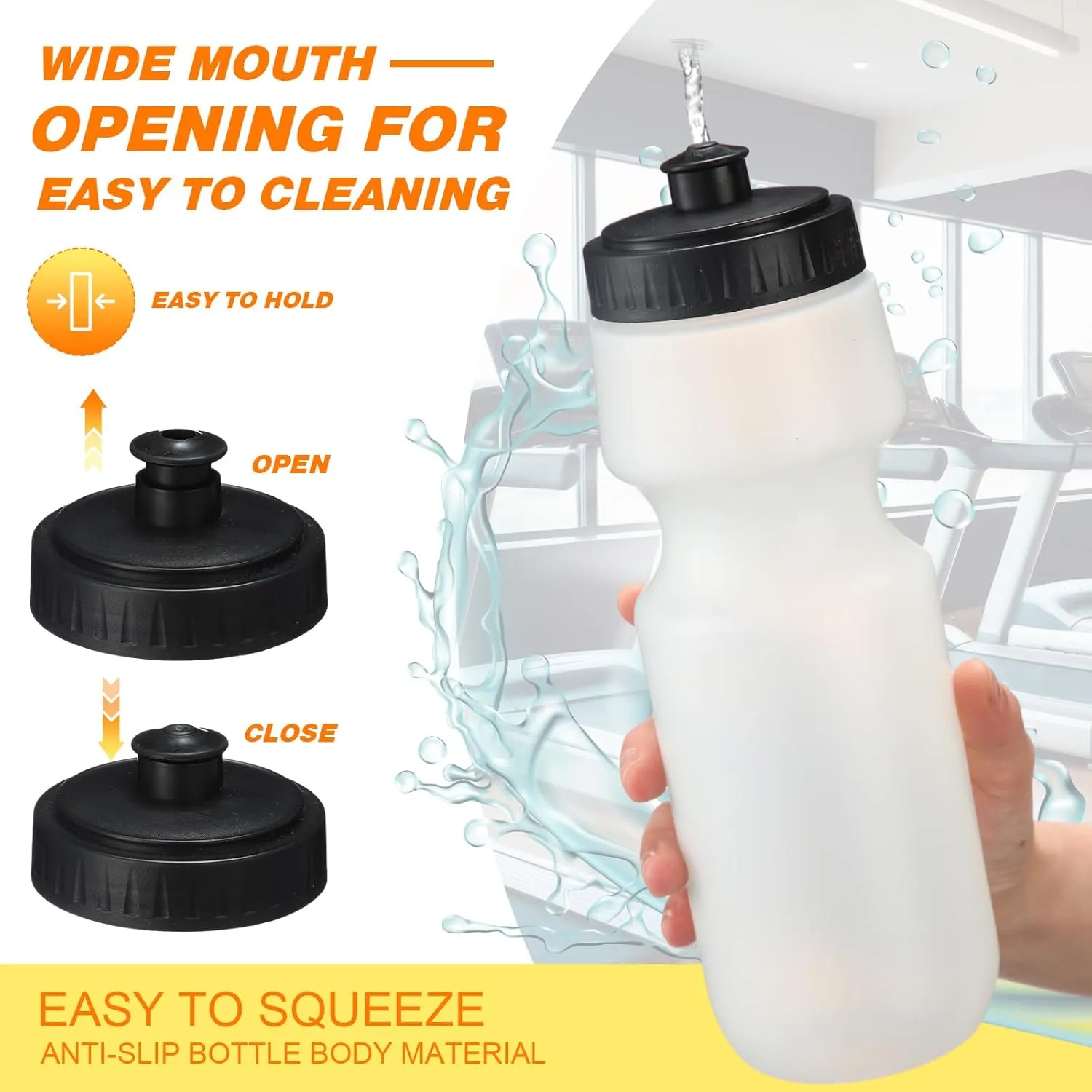Nitial 24 Pcs Sports Water Bottles Bulk 22 oz Squeeze Reusable Sports Water Bottles Blank Plastic Water Bottles with Pull Top Cap for Adults Sports Fitness Bike, Dishwasher Safe