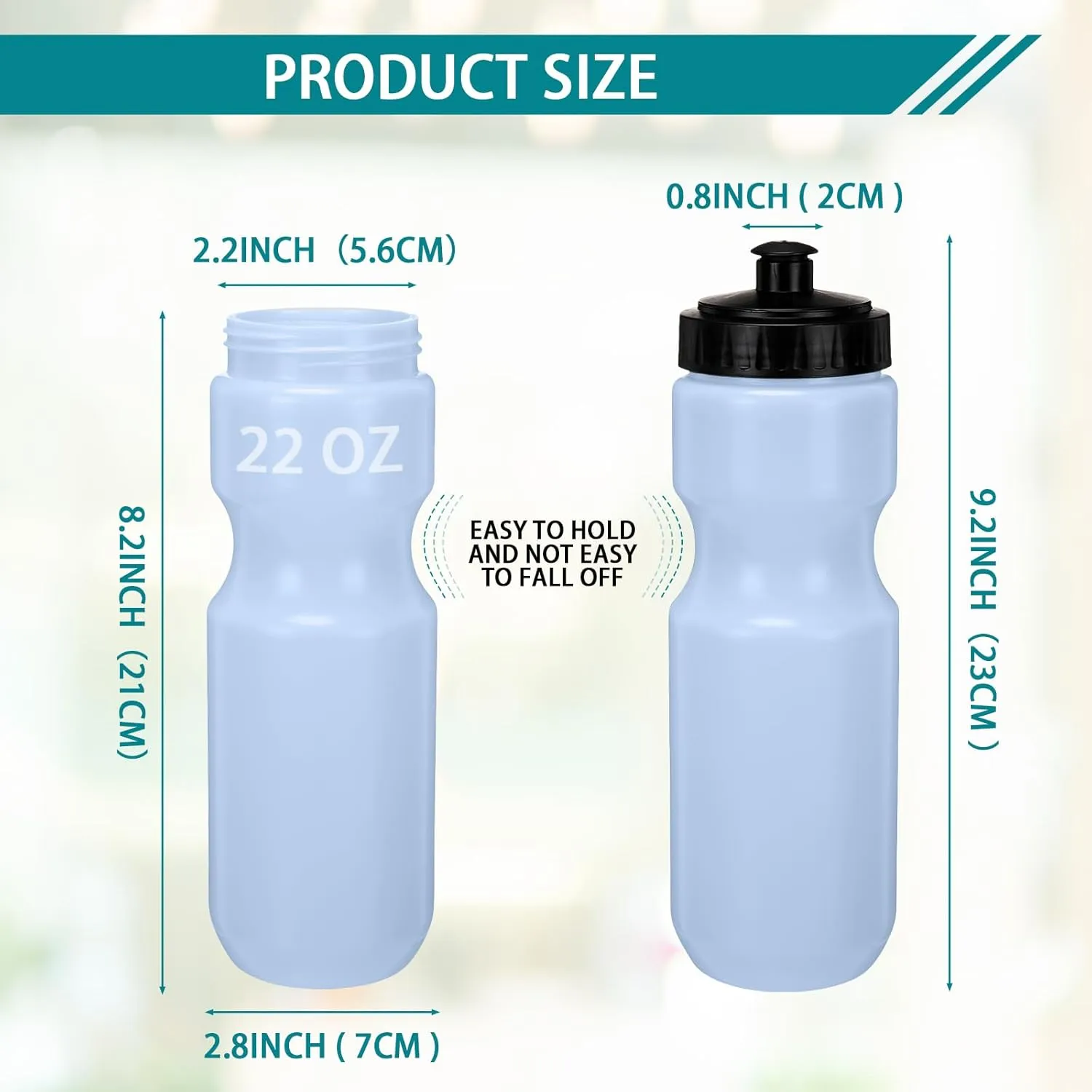 Nitial 24 Pcs Sports Water Bottles Bulk 22 oz Squeeze Reusable Sports Water Bottles Blank Plastic Water Bottles with Pull Top Cap for Adults Sports Fitness Bike, Dishwasher Safe