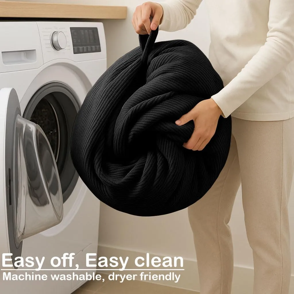 Nobildonna 3 ft Bean Bag Chair Cover (No Filler) 35"×43" Large Stuffed Animal Storage Bean Bag Washable Big Beanbag Chair Cover Premium Corduroy Stuffable Bean Bag Cover for Adults,Kids,Black 300L