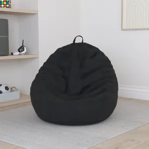 Nobildonna 3 ft Bean Bag Chair Cover (No Filler) 35"×43" Large Stuffed Animal Storage Bean Bag Washable Big Beanbag Chair Cover Premium Corduroy Stuffable Bean Bag Cover for Adults,Kids,Black 300L