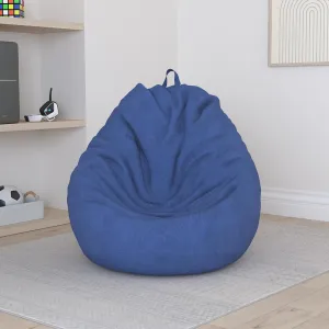 Nobildonna 3 ft Bean Bag Chair Cover (No Filler) 35"×43" Large Stuffed Animal Storage Bean Bag Washable Big Beanbag Chair Cover Premium Corduroy Stuffable Bean Bag Cover for Adults,Kids,Blue 300L