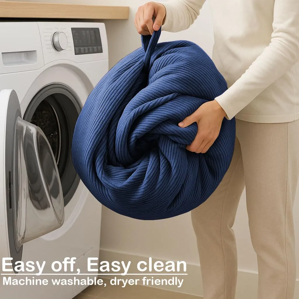 Nobildonna 3 ft Bean Bag Chair Cover (No Filler) 35"×43" Large Stuffed Animal Storage Bean Bag Washable Big Beanbag Chair Cover Premium Corduroy Stuffable Bean Bag Cover for Adults,Kids,Blue 300L