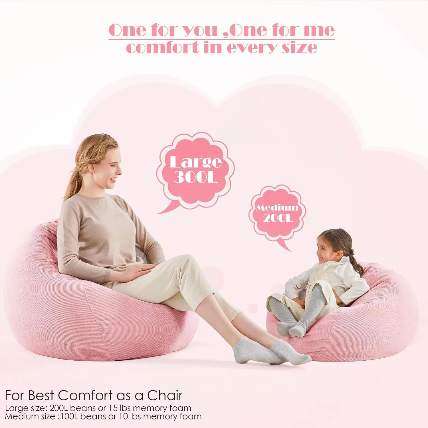 Nobildonna 3 ft Bean Bag Chair Cover (No Filler) 35"×43" Large Stuffed Animal Storage Bean Bag Washable Big Beanbag Chair Cover Premium Corduroy Stuffable Bean Bag Cover for Adults,Kids,Pink 300L