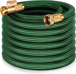 NON-EXPANDABLE Garden Hose 50ft, Heavy Duty Flexible Water Hose, Kink Resistant Lightweight Hybrid Hose with Durable Fabric Skin, Leakproof Hose Male to Female Fittings