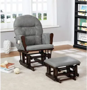 Nursery Glider & Ottoman Sets, Reclining Glider Rocker with Ottoman, Nursery Rocking Breastfeeding Maternity Chair for Baby Room, Recliner Glider with Ottoman, Padded Arms - Espresso, Dark Gray