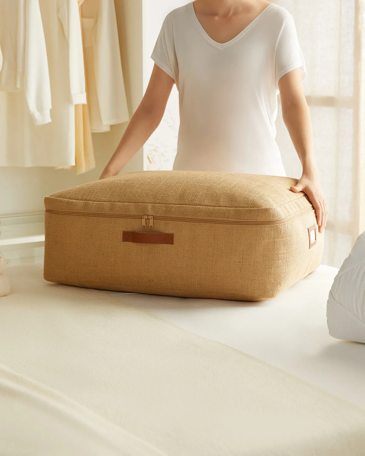 Ocean Home Textile Jute Underbed Storage Bag, Large