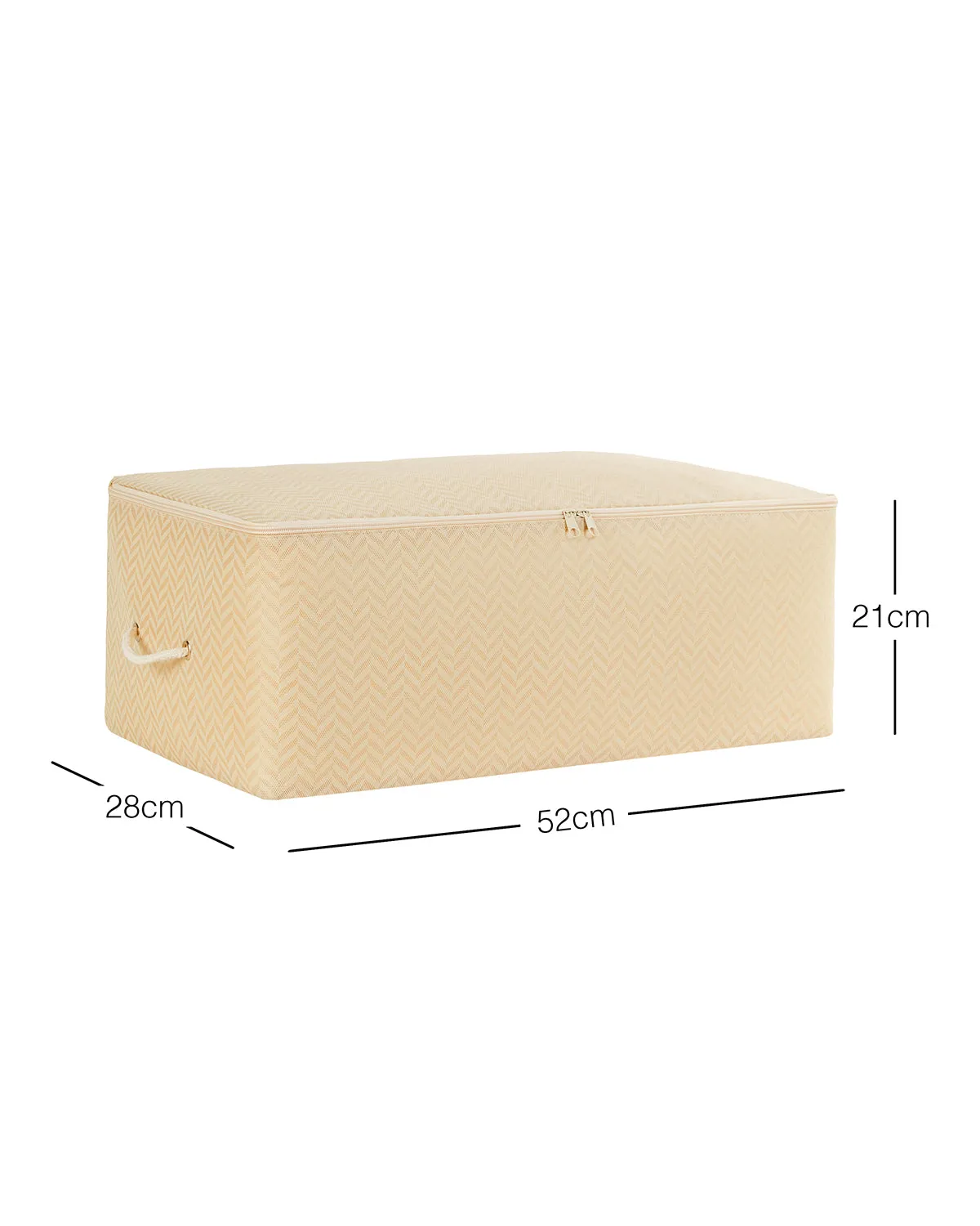 Ocean Home Textile Storage Bag, Medium, Herringbone Pattern, Beige