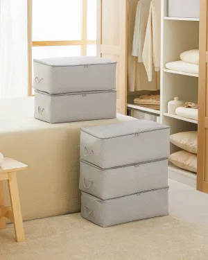 Ocean Home Textile Storage Bag, Medium, Pack Of 5, Herringbone Pattern, Grey