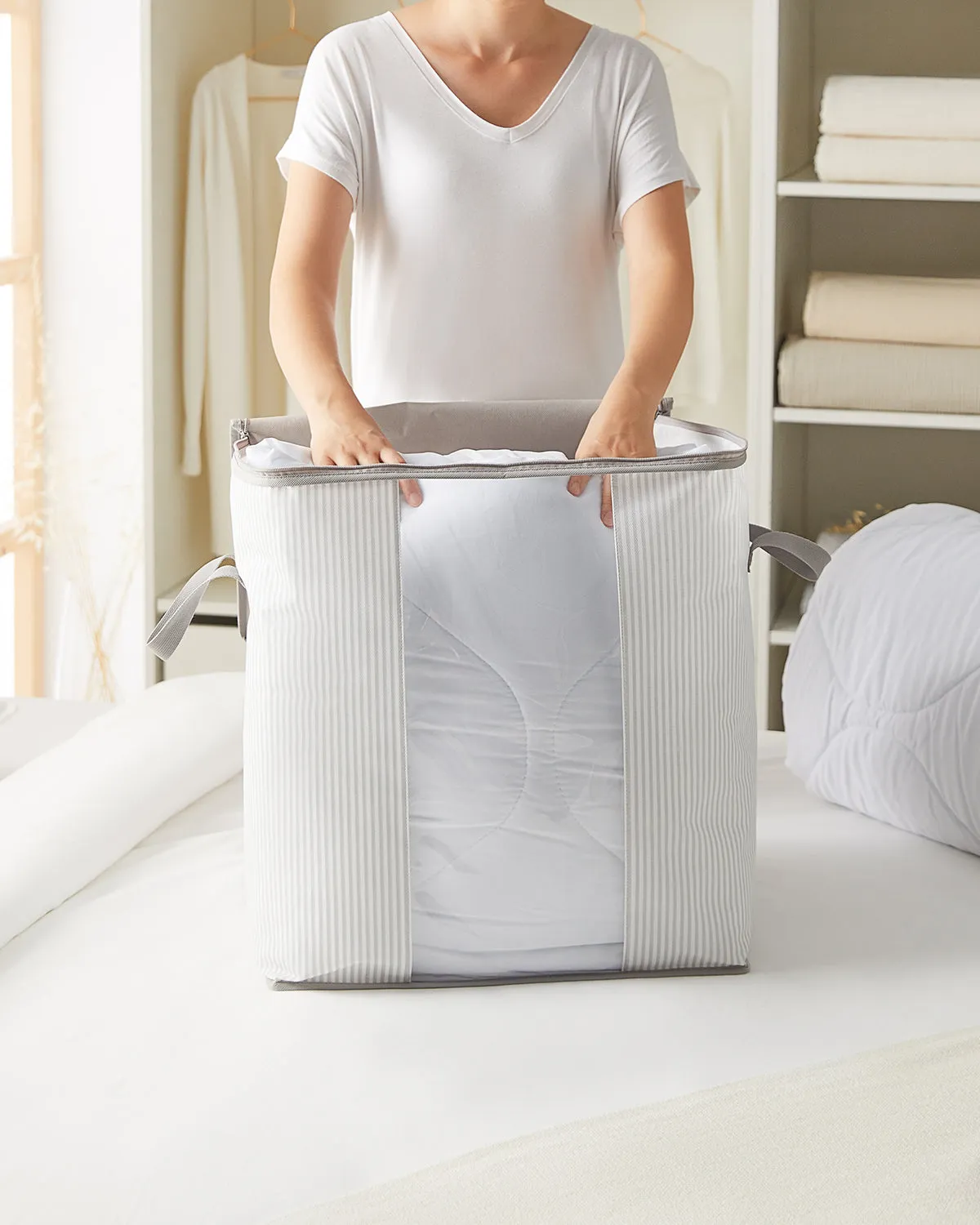 Ocean Home Textile Storage Bag With Clear Window, Grey