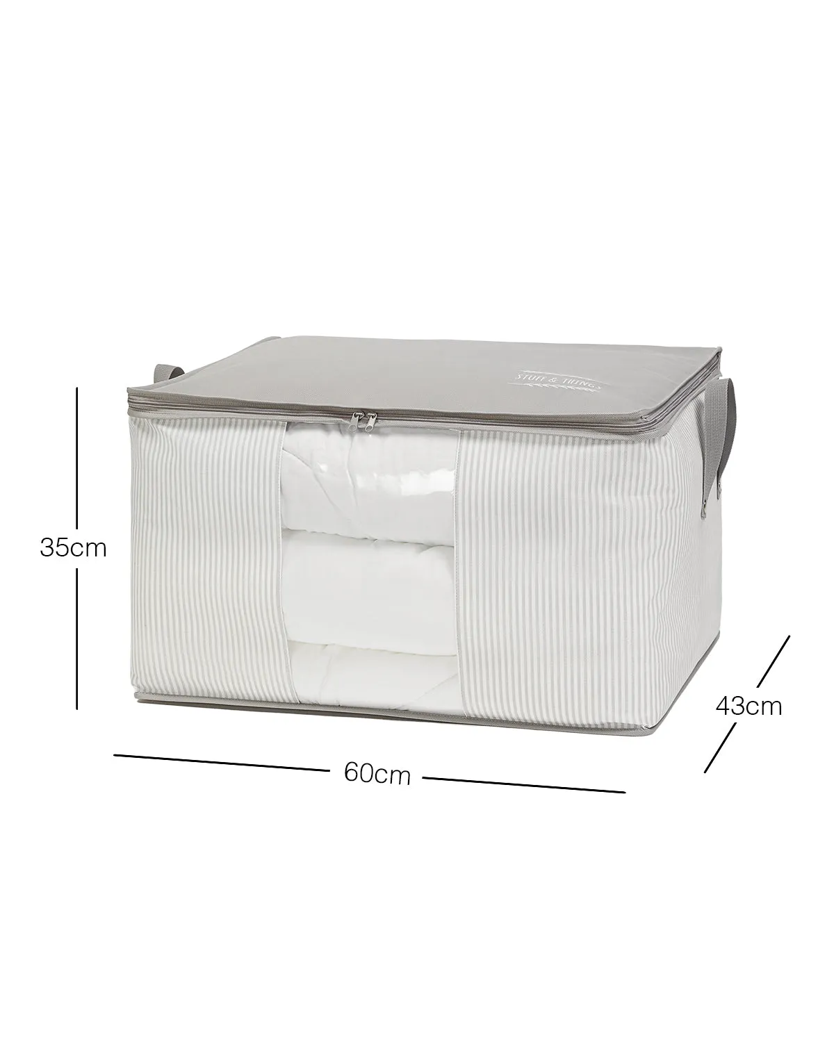 Ocean Home Textile Storage Bag With Clear Window, Large, Grey
