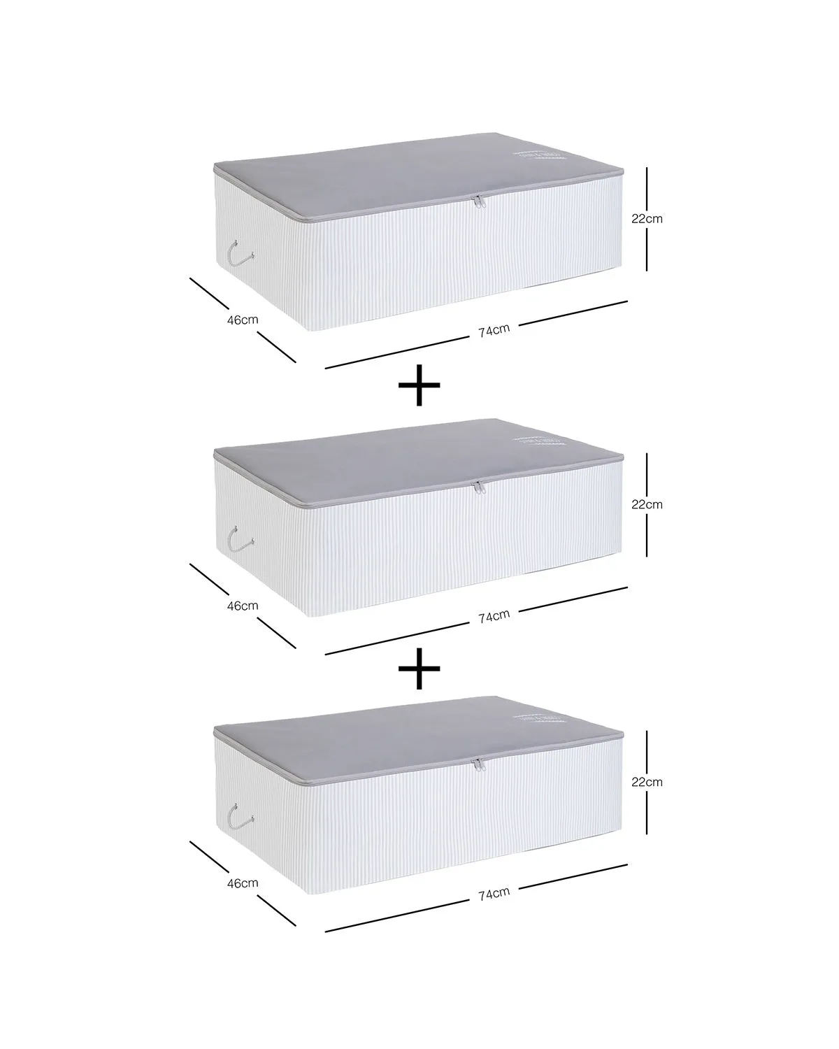 Ocean Home Textile Underbed Storage Bag, Pack Of 3, X Large, Grey