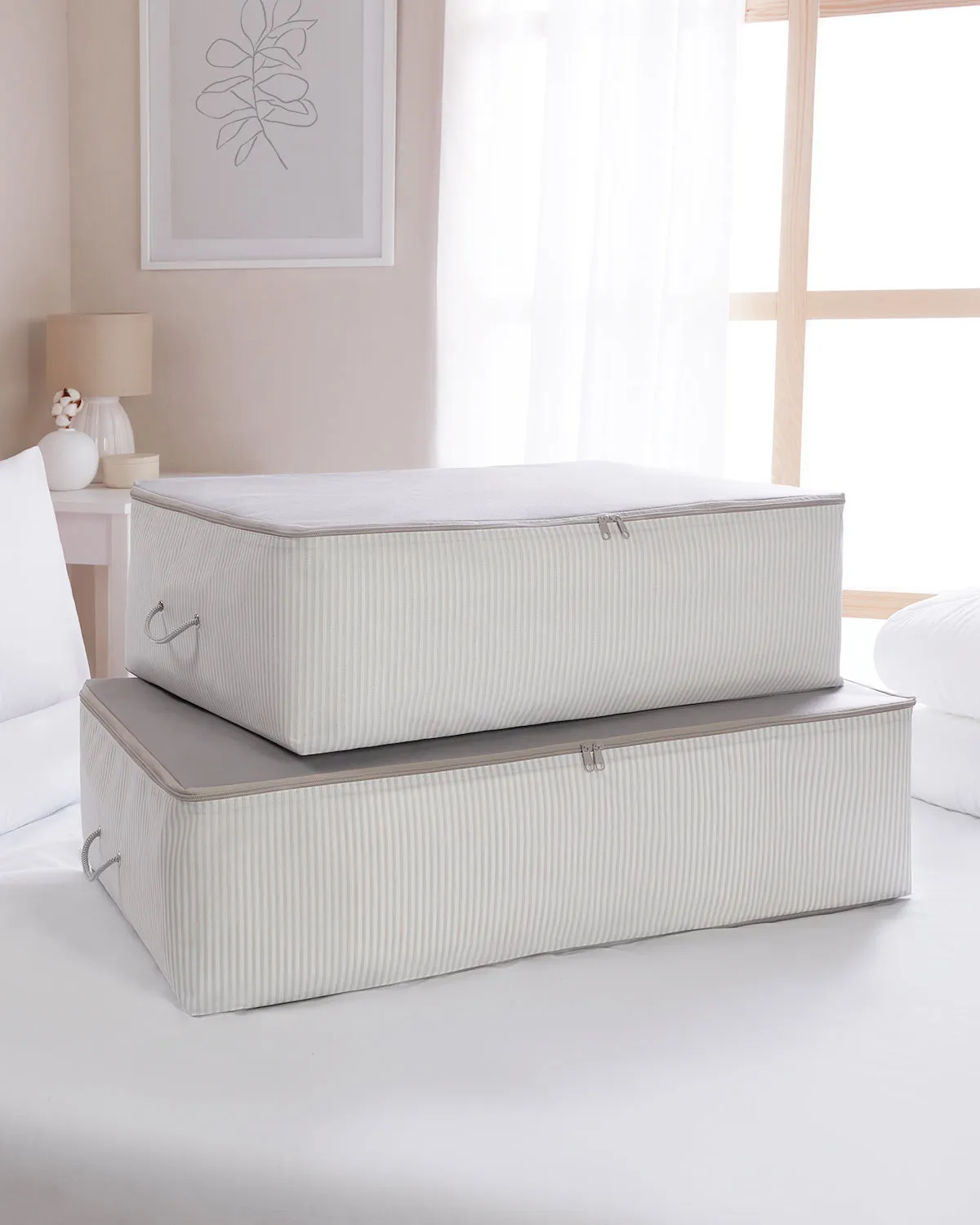 Ocean Home Textile Underbed Storage Bag, Set Of 2, Grey