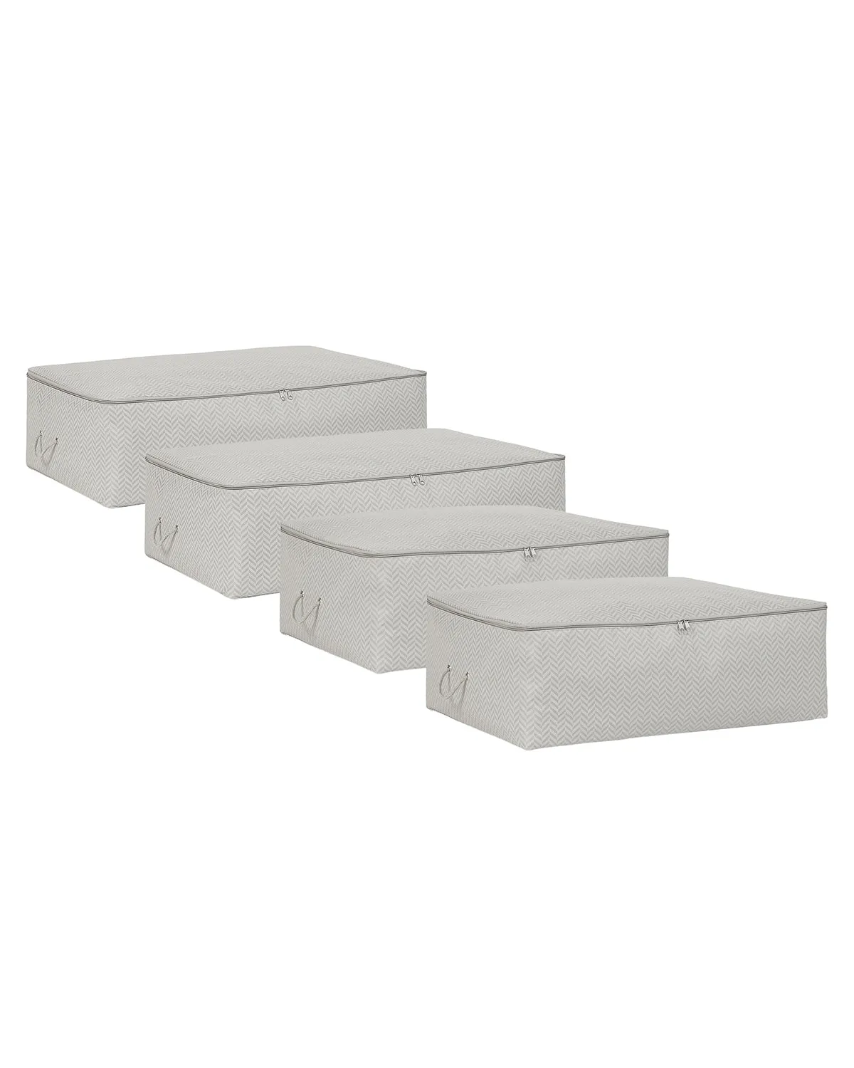 Ocean Home Textile Underbed Storage Bag, Set Of 4, Herringbone Pattern, Grey