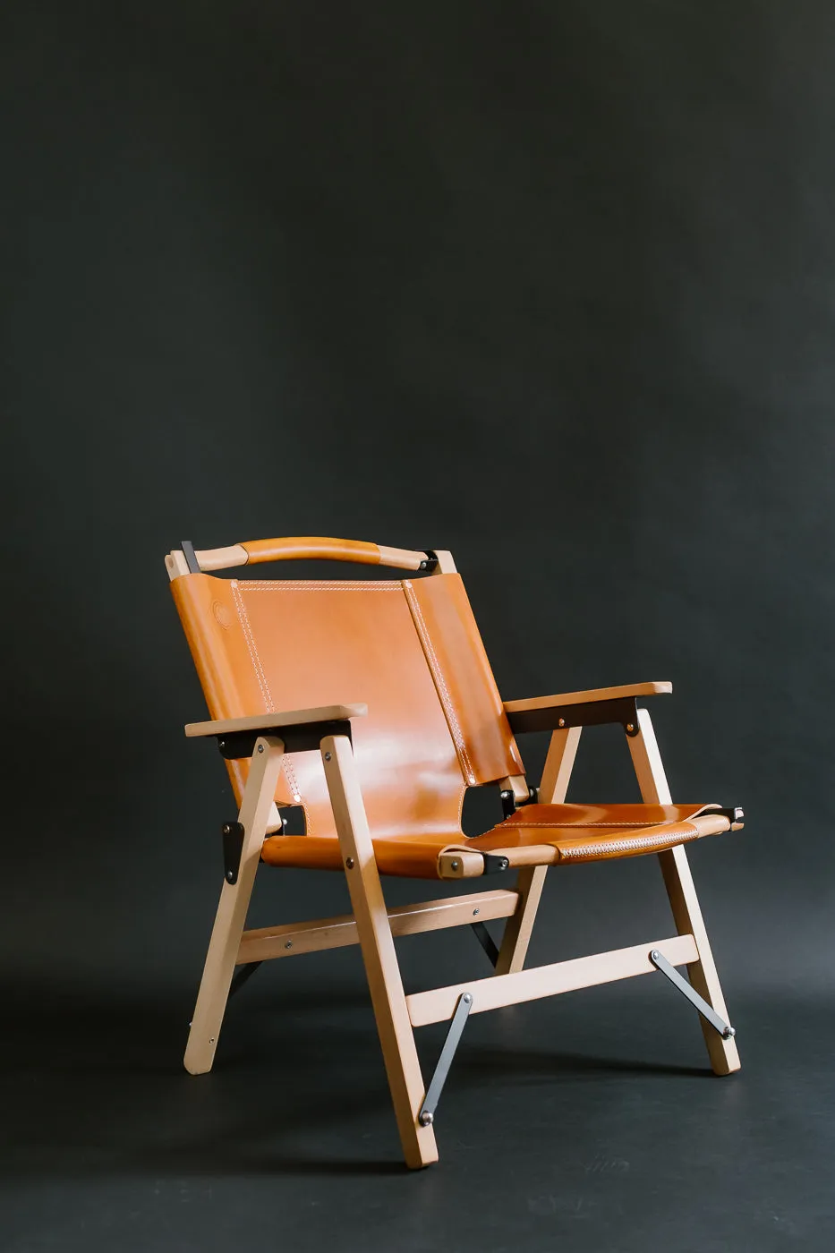 OGL-OD-WD-CHAIR-V2 - 'Only Good Life' Kermit Outdoor Folding Camp Chair - Tan Leather