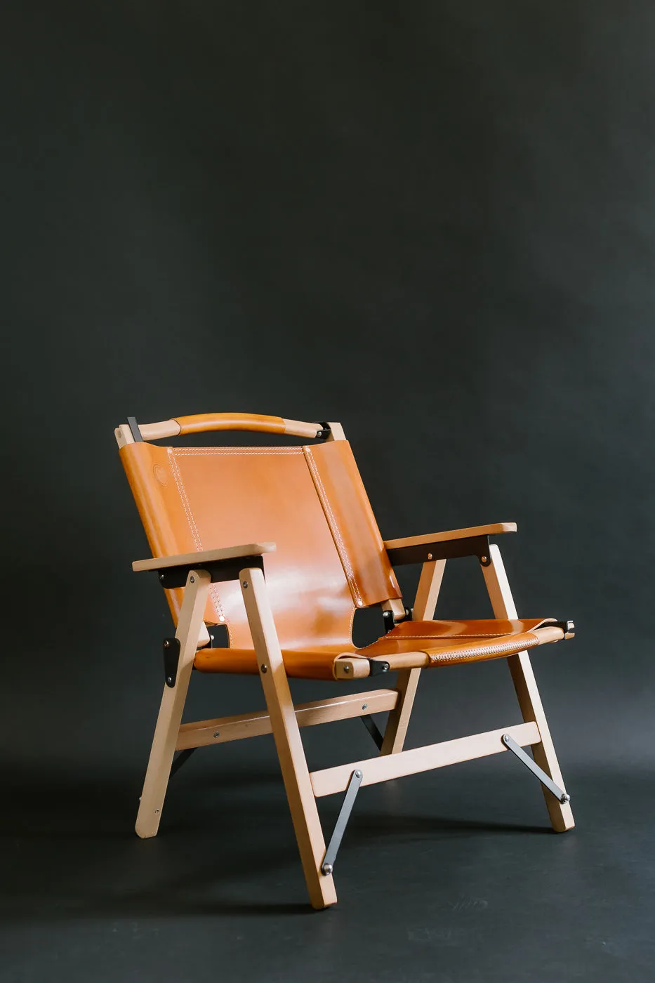 OGL-OD-WD-CHAIR-V2 - 'Only Good Life' Kermit Outdoor Folding Camp Chair - Tan Leather