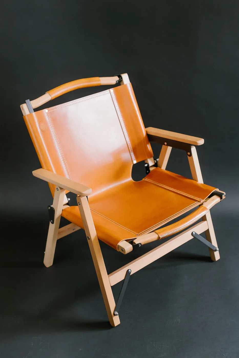OGL-OD-WD-CHAIR-V2 - 'Only Good Life' Kermit Outdoor Folding Camp Chair - Tan Leather