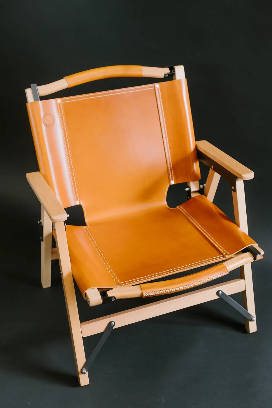 OGL-OD-WD-CHAIR-V2 - 'Only Good Life' Kermit Outdoor Folding Camp Chair - Tan Leather