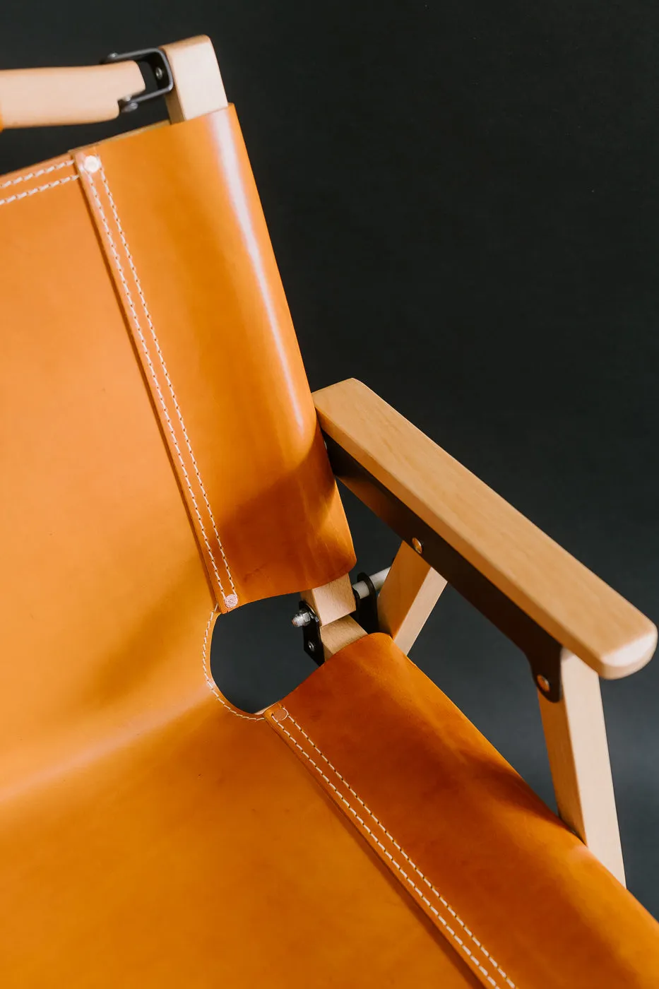 OGL-OD-WD-CHAIR-V2 - 'Only Good Life' Kermit Outdoor Folding Camp Chair - Tan Leather