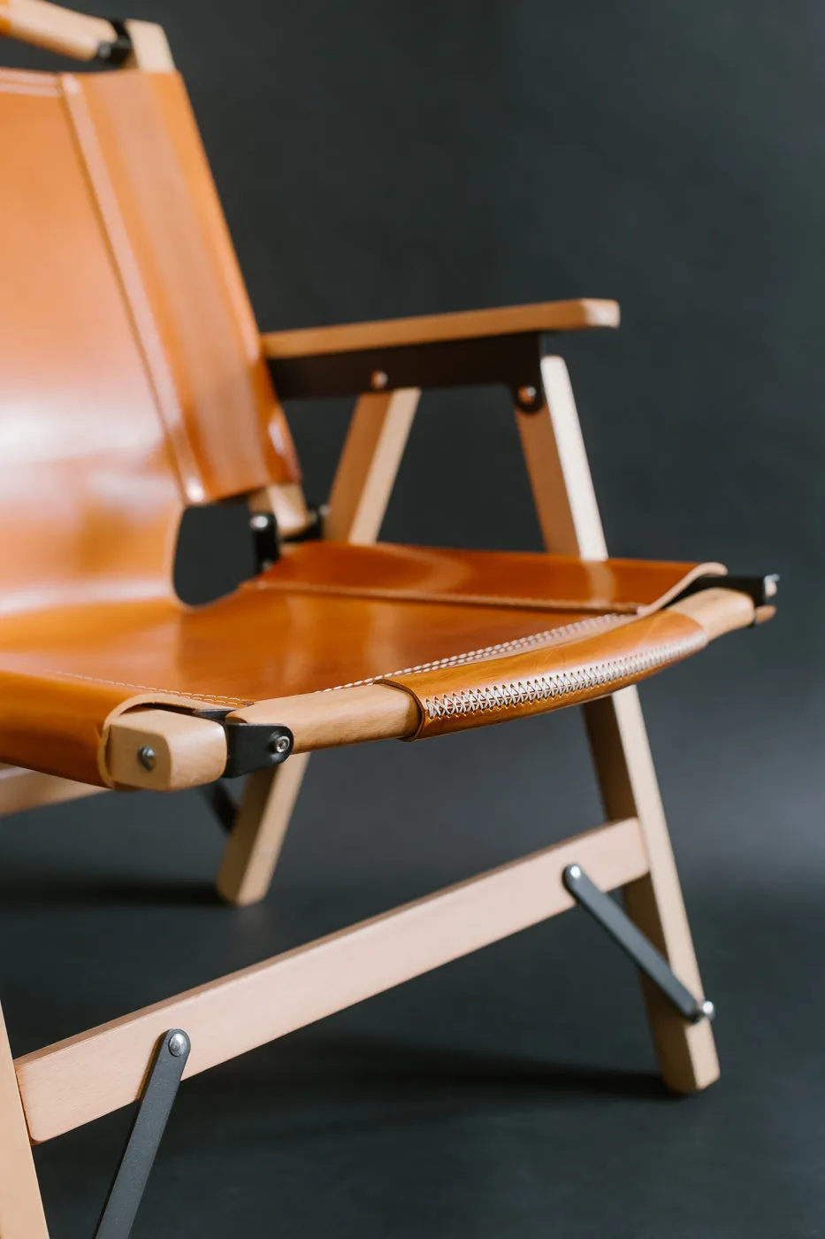 OGL-OD-WD-CHAIR-V2 - 'Only Good Life' Kermit Outdoor Folding Camp Chair - Tan Leather