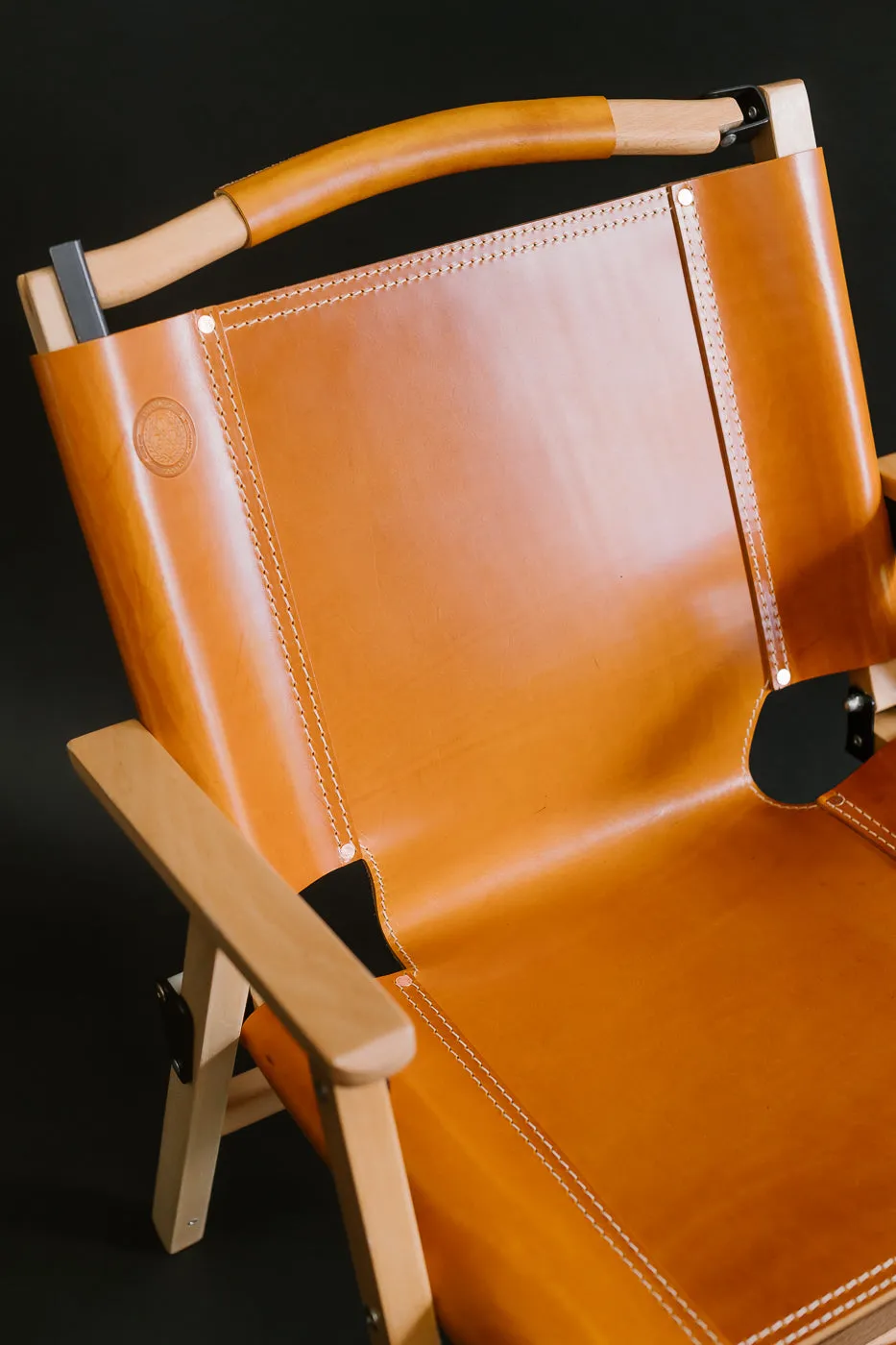 OGL-OD-WD-CHAIR-V2 - 'Only Good Life' Kermit Outdoor Folding Camp Chair - Tan Leather