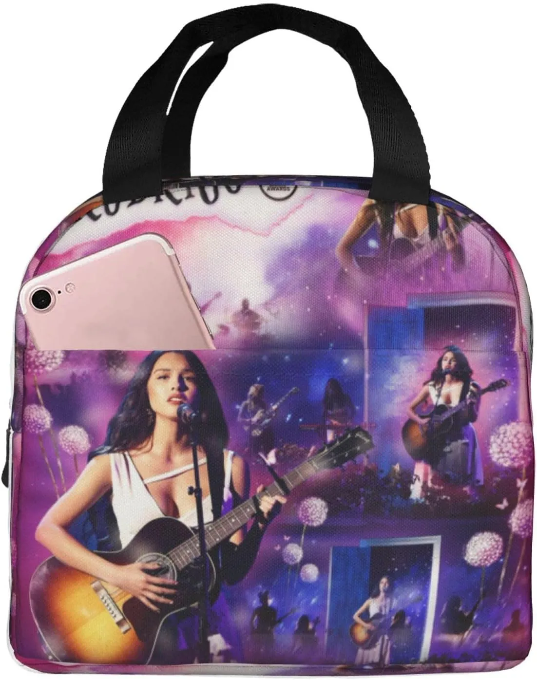 Olivia Songwriter Actress Rodrigo Funny Leakproof Tote Lunch Box Bag Beach Fishing Lunch Bag with Pocket Adult Lunch Bag for Men